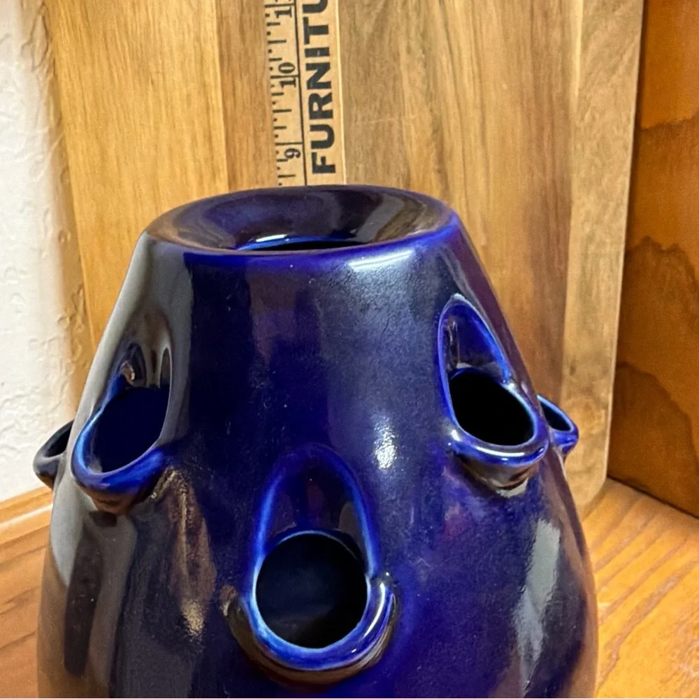 Elegant Blue Ceramic Vase 9 inches Tall.